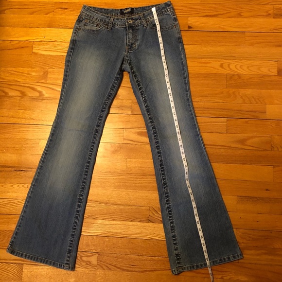 Angels Low Waist Wide Legged Y2K Embroidered Pocket Jeans - Picture 9 of 14